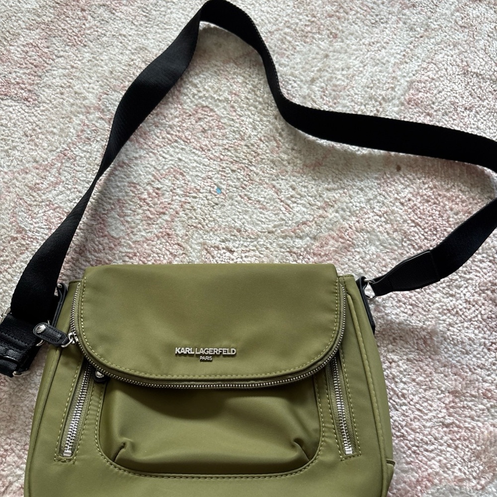 Karl Lagerfeld Green Crossbody Bag with Silver Details